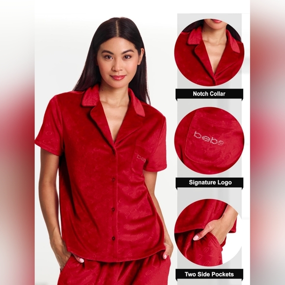 bebe Plus Red Velour Women's Pajama Set - Picture 4 of 4
